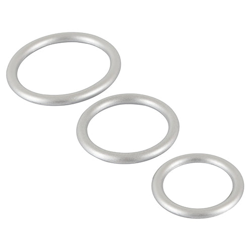 Metallic silicone cock ring set