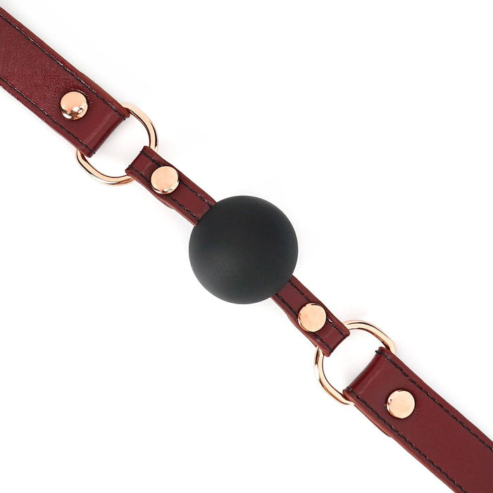 Liebe Seele Wine Red - 1.7 Inch Silicone Ball Gag with Leather Buckle Straps