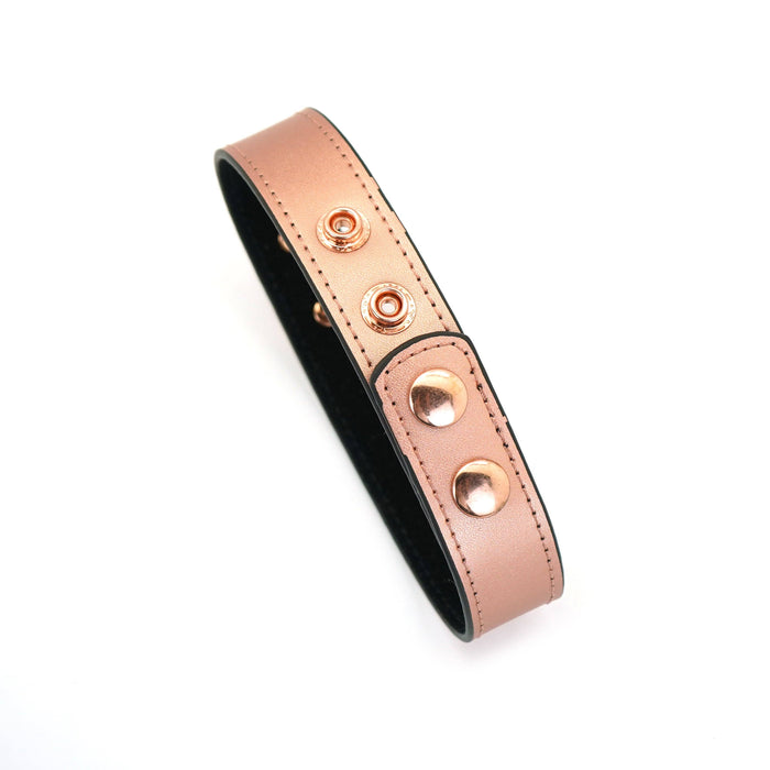 Rose Gold Memory - Leather Thin Collar with Nipple Clamps