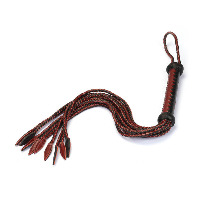 Liebe Seele Wine Red and Black Leather Cat O Nine Tails Whip