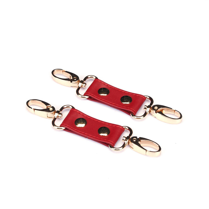 Red Faux Leather Wrist to Thigh Cuffs Kit