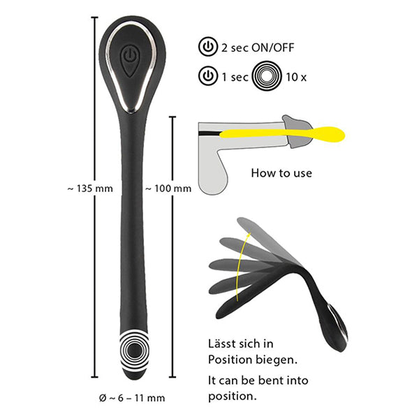 Penisplug vibrating bendable urethral sound/penis plug