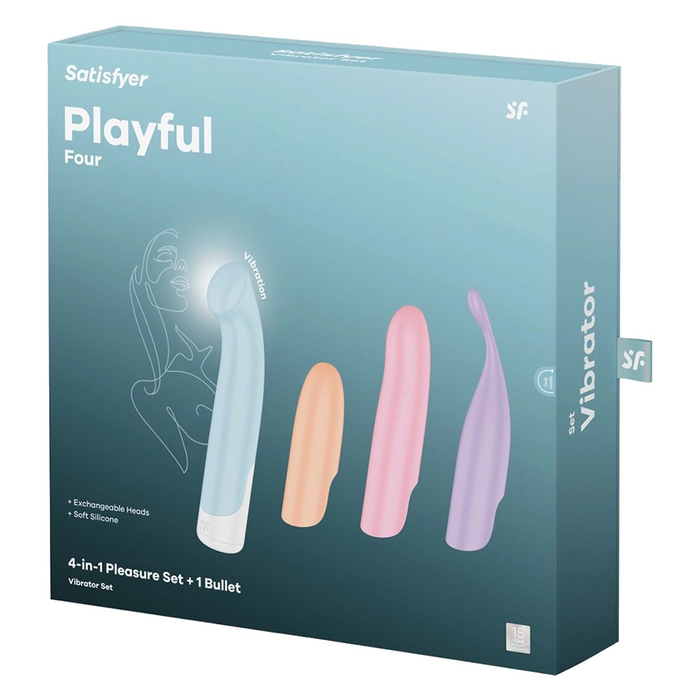 Satisfyer Playful Four bullet vibrator with interchangeable sleeves