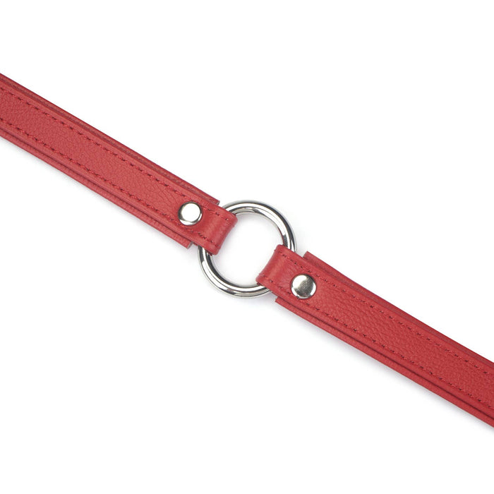 2cm Wide Heron Leather Mini O Ring Collar Silver Hardware: Pink