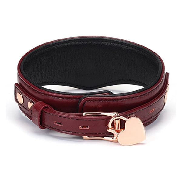 Liebe Seele Wine Red Deluxe collar with leash & lock