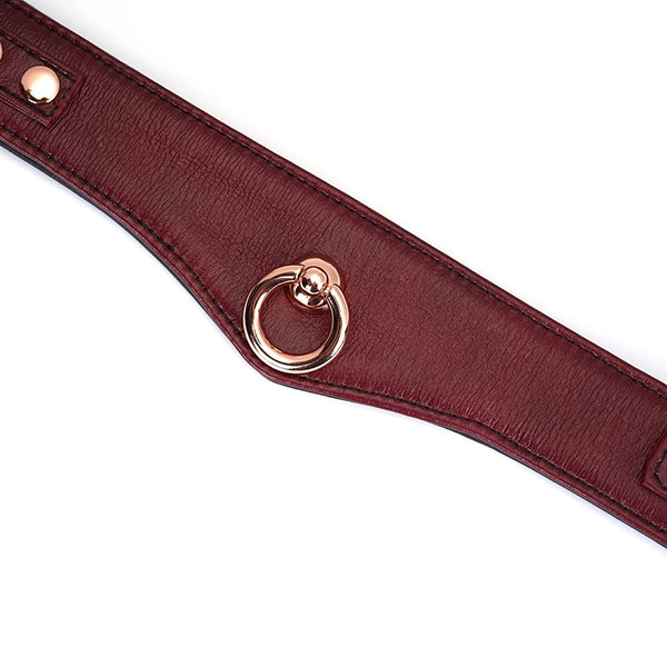 Liebe Seele Wine Red Deluxe collar with leash & lock