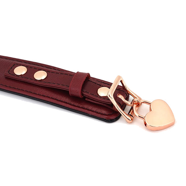 Liebe Seele Wine Red Deluxe collar with leash & lock