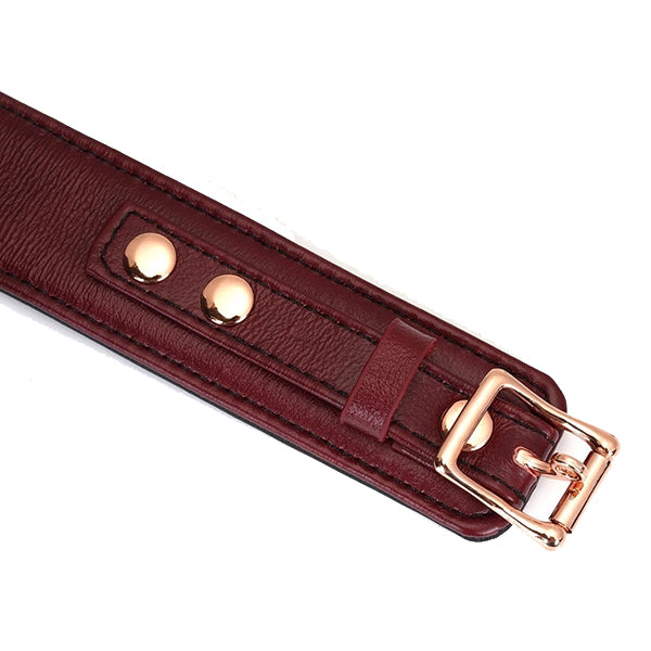 Liebe Seele Wine Red Deluxe collar with leash & lock
