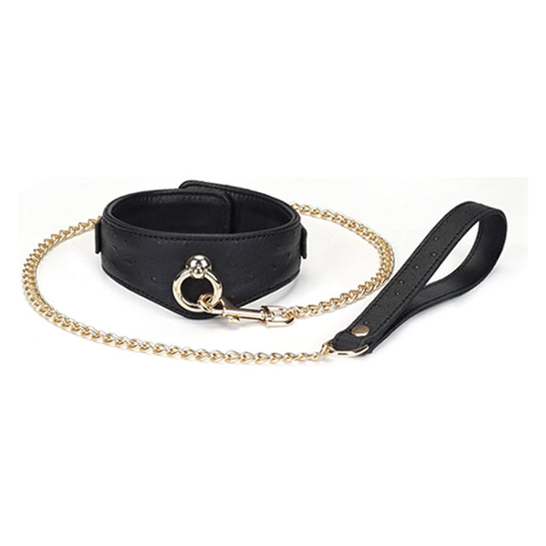 Liebe Seele Demon's Kiss curved collar with leash and locking buckle