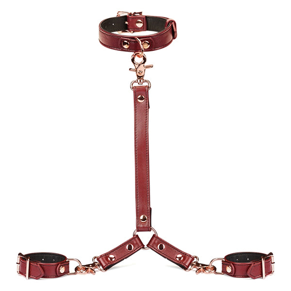 Liebe Seele Wine Red collar & wrist restraint harness
