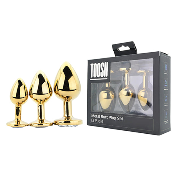 Toosh Gold butt plug with clear jewel