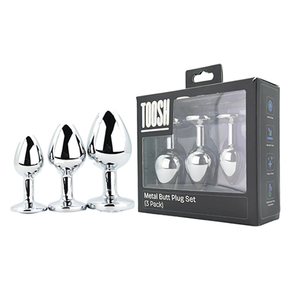 Toosh Silver butt plug with clear jewel