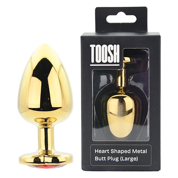 Toosh Gold butt plug with red heart jewel