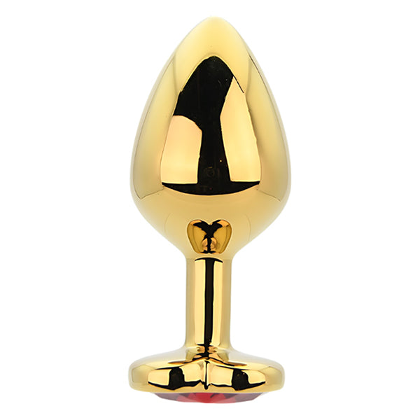 Toosh Gold butt plug with red heart jewel