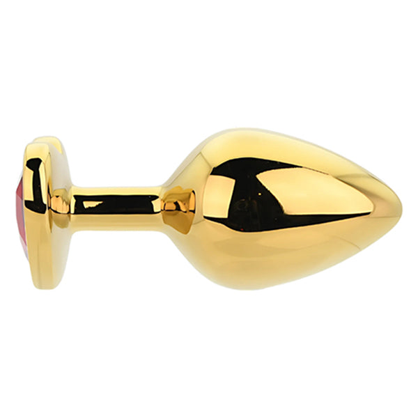 Toosh Gold butt plug with red heart jewel