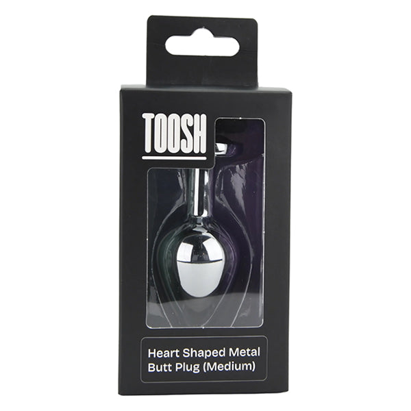 Toosh Silver butt plug with red heart jewel