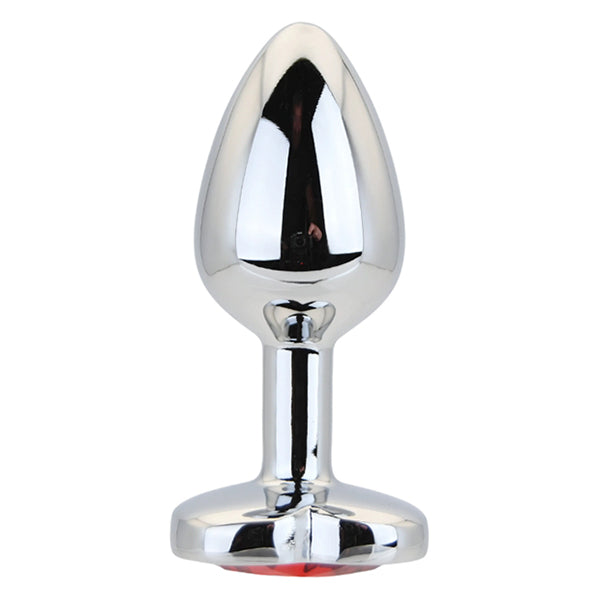 Toosh Silver butt plug with red heart jewel