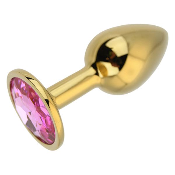 Toosh Gold butt plug with pink jewel