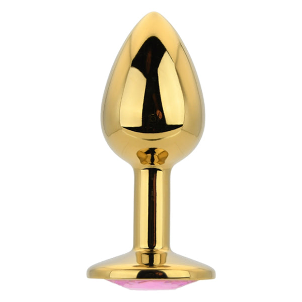 Toosh Gold butt plug with pink jewel