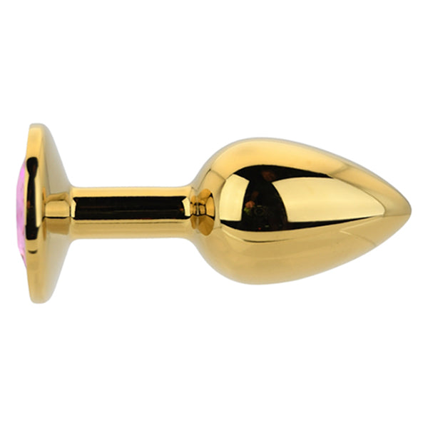 Toosh Gold butt plug with pink jewel