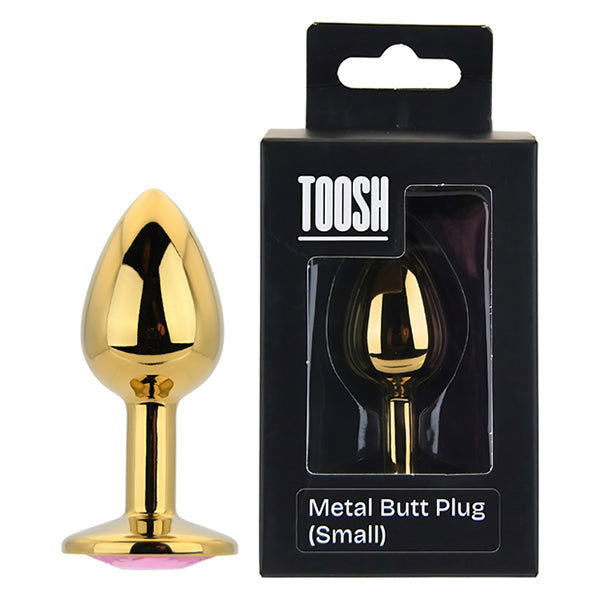 Toosh Gold butt plug with pink jewel