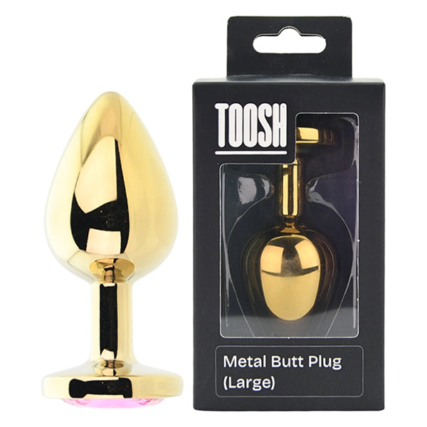 Toosh Gold butt plug with pink jewel