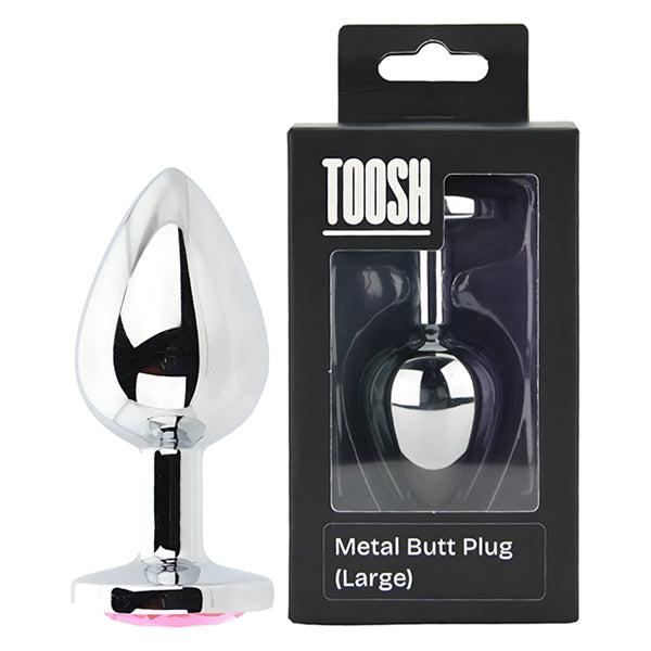 Toosh Silver butt plug with pink jewel