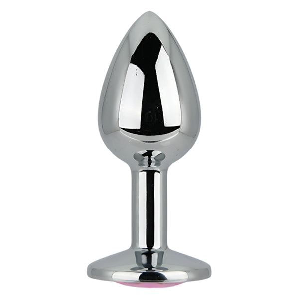 Toosh Silver butt plug with pink jewel