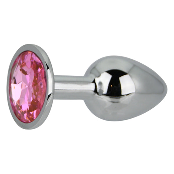 Toosh Silver butt plug with pink jewel