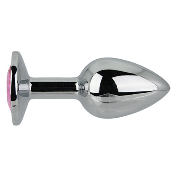 Toosh Silver butt plug with pink jewel
