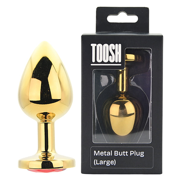 Toosh Gold butt plug with red jewel