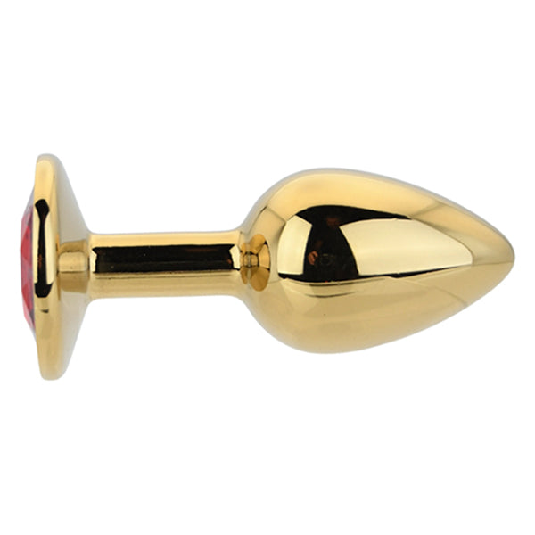 Toosh Gold butt plug with red jewel