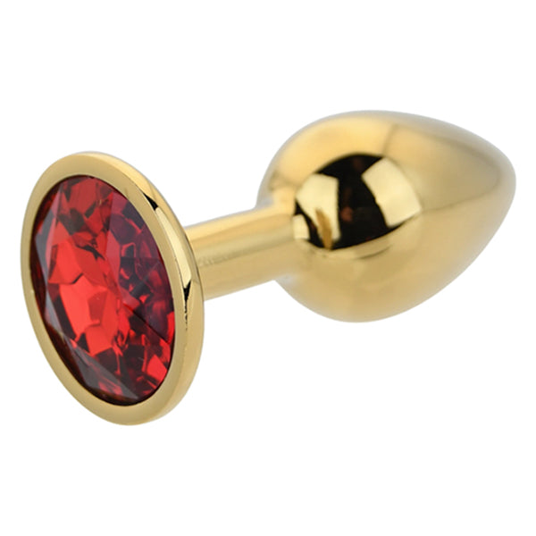 Toosh Gold butt plug with red jewel