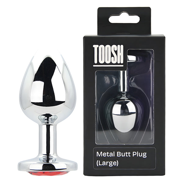 Toosh Silver butt plug with red jewel