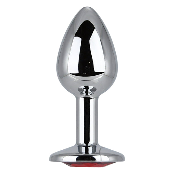 Toosh Silver butt plug with red jewel