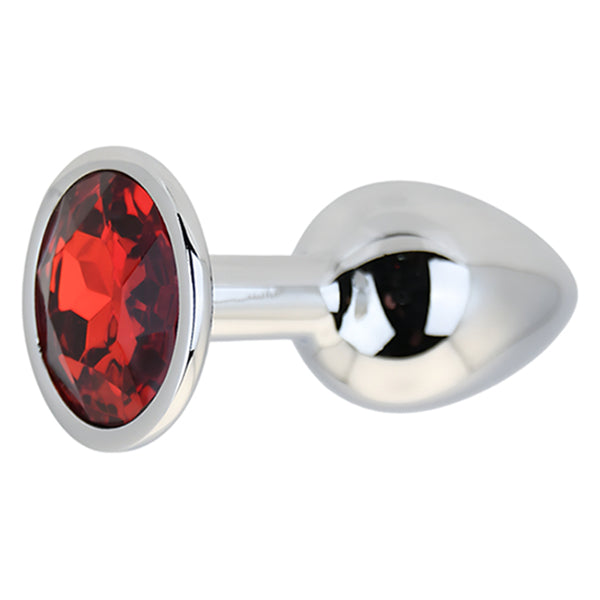 Toosh Silver butt plug with red jewel