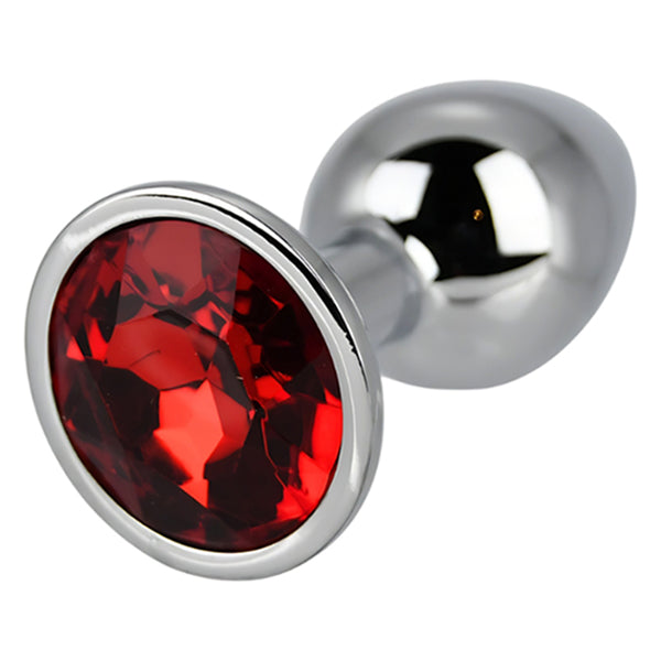 Toosh Silver butt plug with red jewel