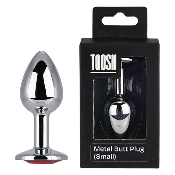 Toosh Silver butt plug with red jewel