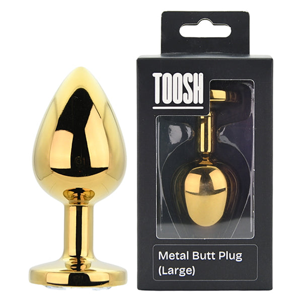 Toosh Gold butt plug with clear jewel