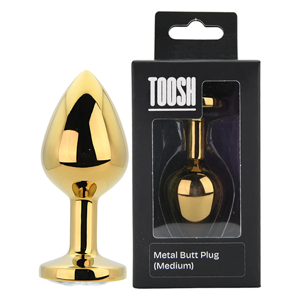 Toosh Gold butt plug with clear jewel