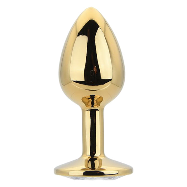 Toosh Gold butt plug with clear jewel