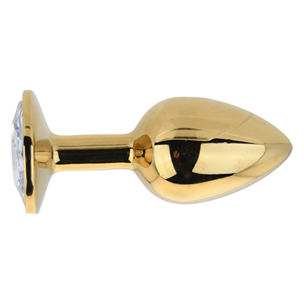 Toosh Gold butt plug with clear jewel