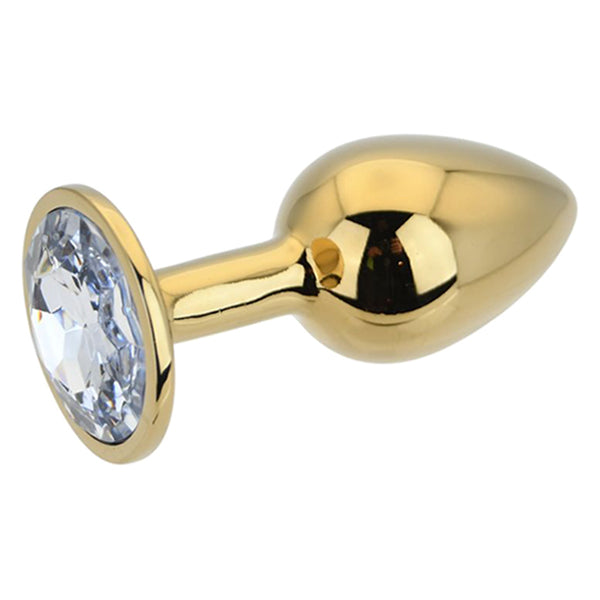 Toosh Gold butt plug with clear jewel