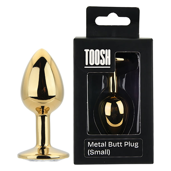 Toosh Gold butt plug with clear jewel