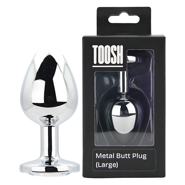 Toosh Silver butt plug with clear jewel
