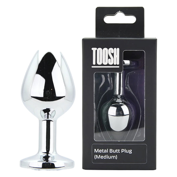 Toosh Silver butt plug with clear jewel