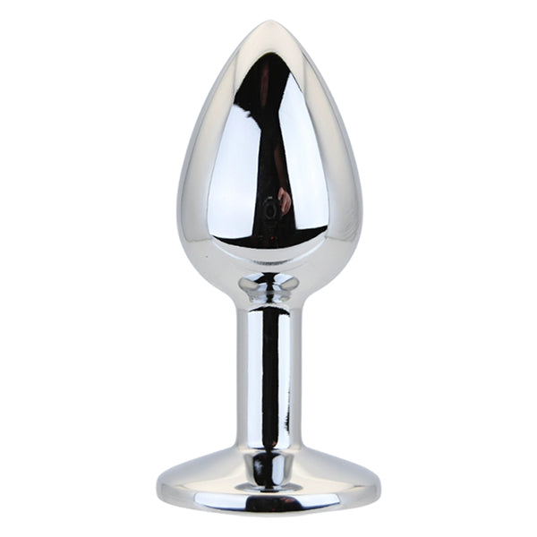 Toosh Silver butt plug with clear jewel