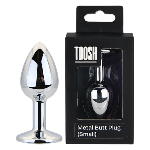 Toosh Silver butt plug with clear jewel