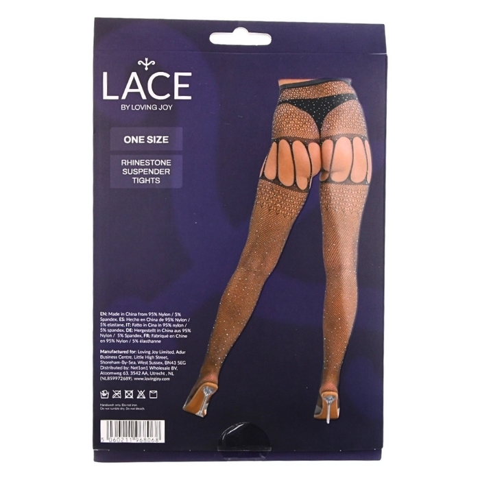 Lace by LJ Rhinestone suspender tights