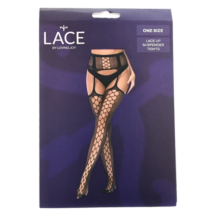Lace by LJ Lace-Up suspender tights